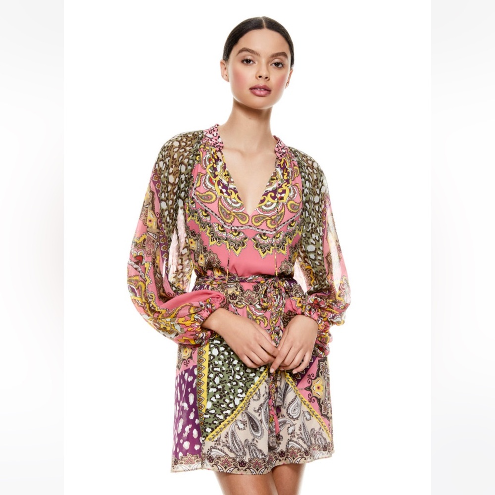 Alice + Olivia paisley tie waist dress